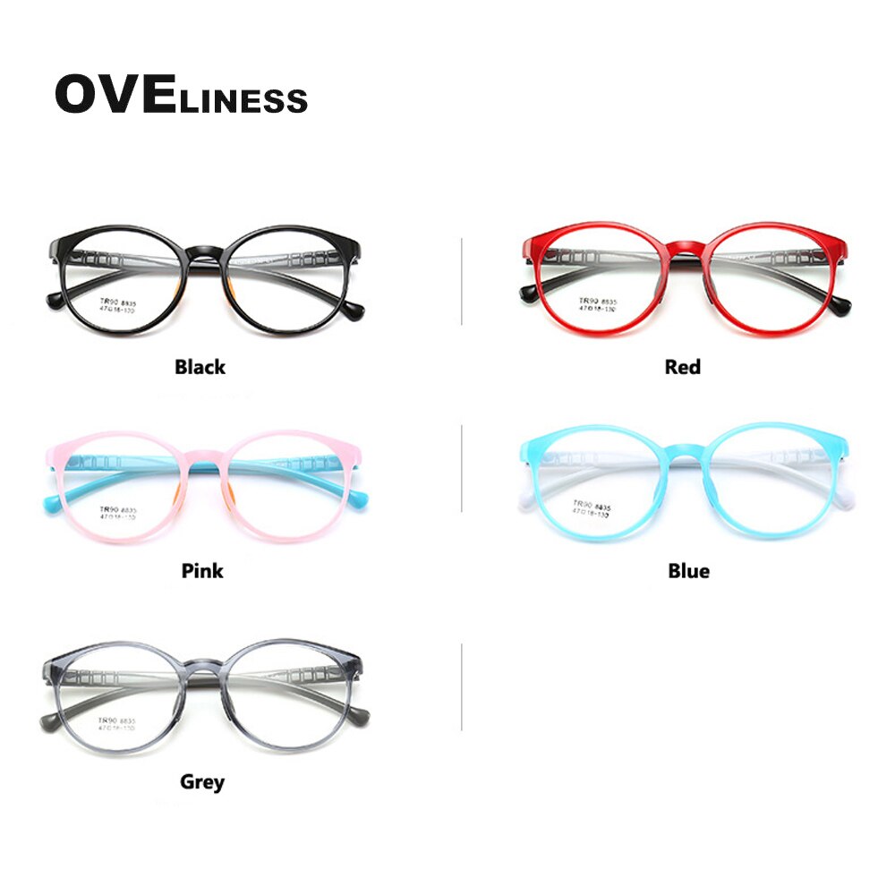Oveliness Children's Unisex Full Rim Round Tr90 Titanium Eyeglasses 8835 Full Rim Oveliness