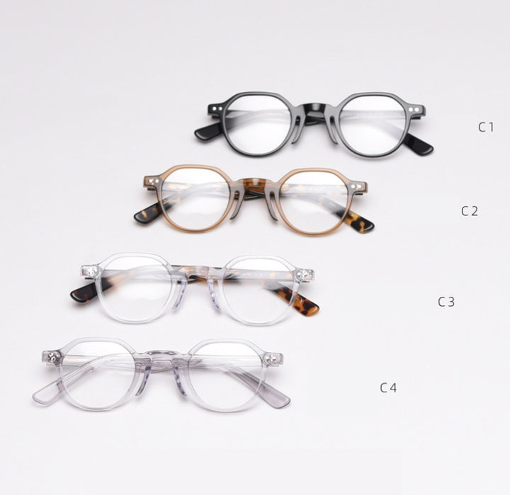 CCspace Unisex Full Rim Round Acetate Frame Eyeglasses 49806 Full Rim CCspace