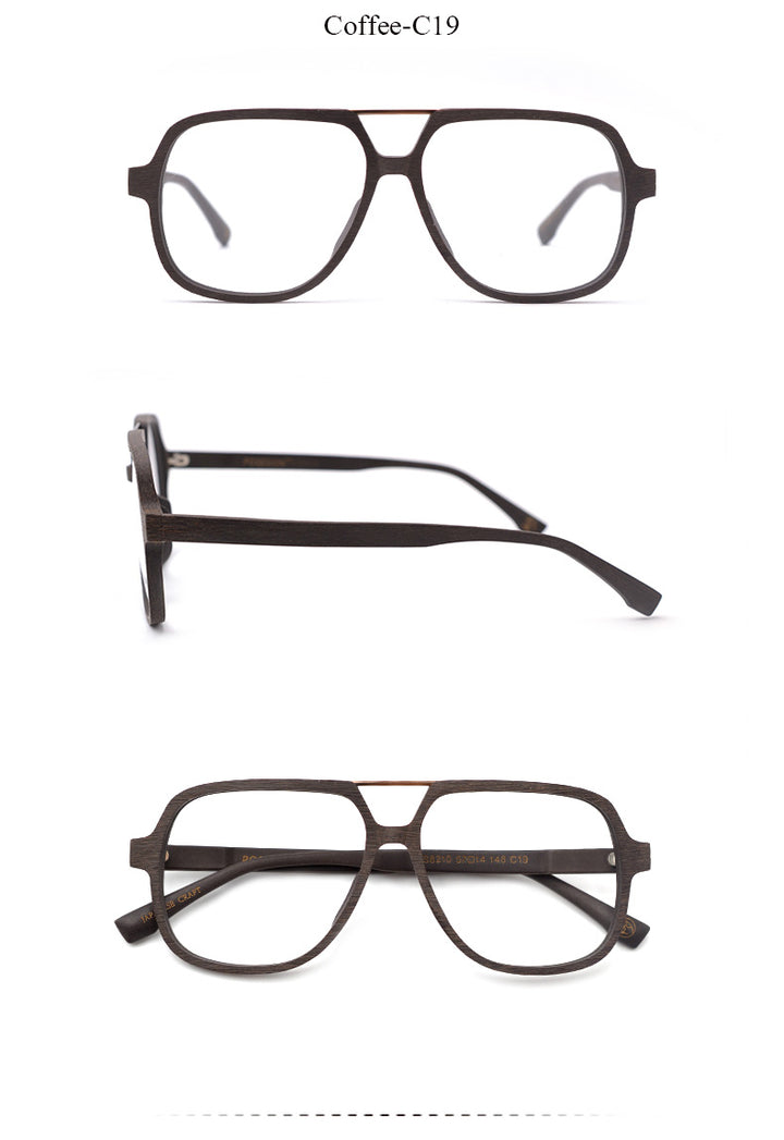Hdcrafter Unisex Full Rim Square Oversized Wood Eyeglasses Ps8210 Full Rim Hdcrafter Eyeglasses