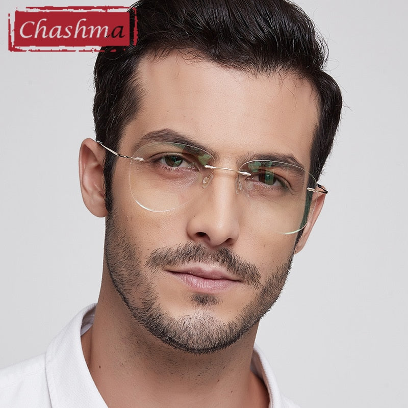 Chashma Ottica Unisex Rimless Irregular Oval Titanium Eyeglasses 20002 Rimless Chashma Ottica