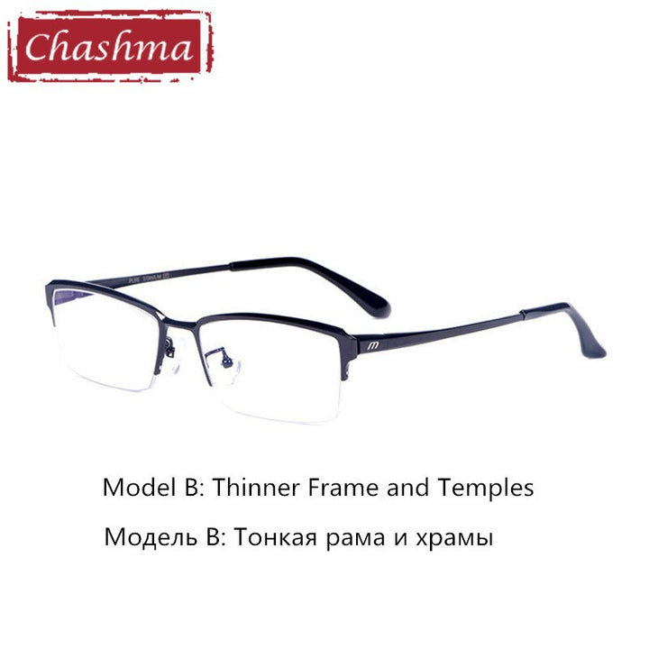 Chashma Ottica Men's Semi Rim Square Titanium Eyeglasses 119 Semi Rim Chashma Ottica Black Model B