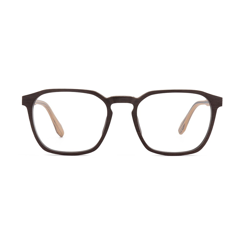 Hdcrafter Men's Full Rim Oversized Square Wood Frame Eyeglasses 1692 Full Rim Hdcrafter Eyeglasses