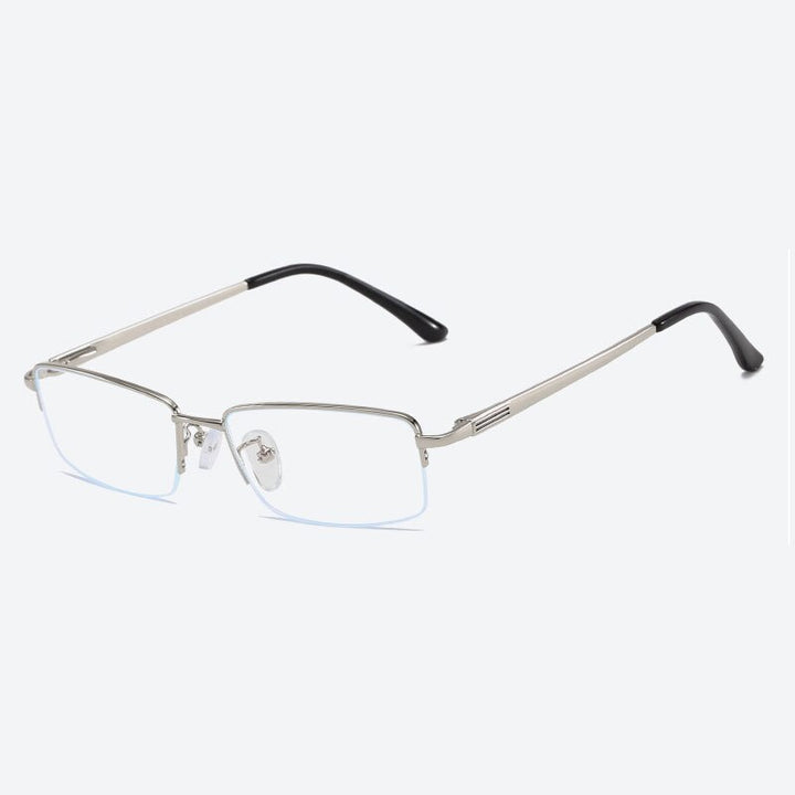Handoer Unisex Semi Rim Rectangle Alloy Eyeglasses Semi Rim Handoer Silver  