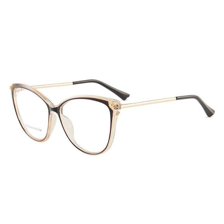 Hotony Women's Full Rim TR 90 Resin Cat Eye Frame Eyeglasses 7014 Full Rim Hotony tea