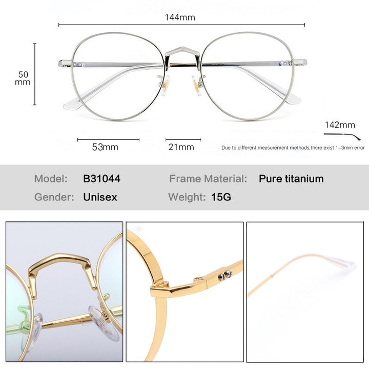 Muzz Unisex Full Rim Round Titanium Frame Eyeglasses 3388 Full Rim Muzz