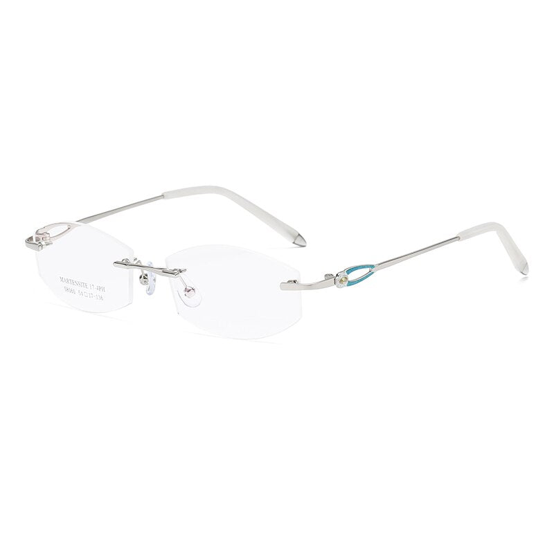 Zirosat 58060 Women's Rimless Eyeglasses Alloy Diamond Cut Tinted Lenses Rimless Zirosat green