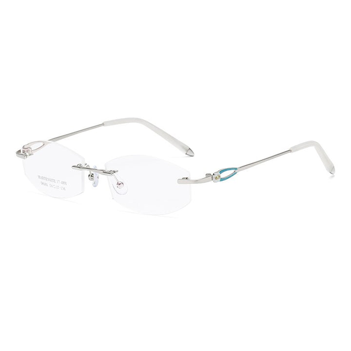 Zirosat 58060 Women's Rimless Eyeglasses Alloy Diamond Cut Tinted Lenses Rimless Zirosat green