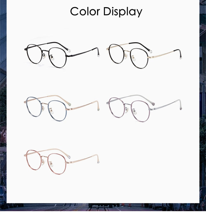 Yimaruili Unisex Full Rim Round Titanium Frame Eyeglasses T8805 Full Rim Yimaruili Eyeglasses