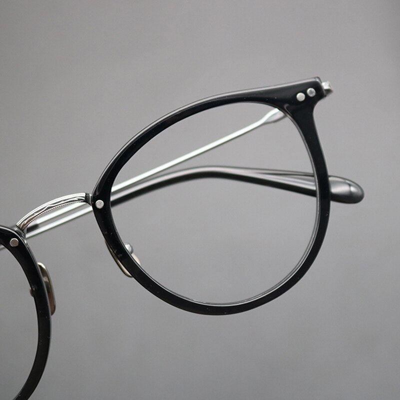Gatenac Unisex Full Rim Round Titanium Acetate Frame Eyeglasses Gxyj717 Full Rim Gatenac