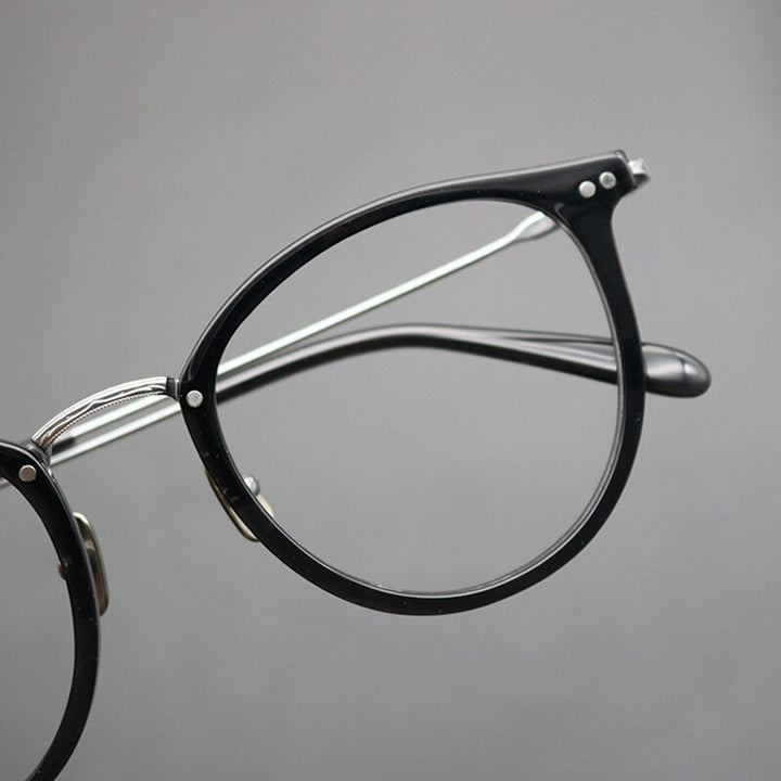 Gatenac Unisex Full Rim Round Titanium Acetate Frame Eyeglasses Gxyj717 Full Rim Gatenac