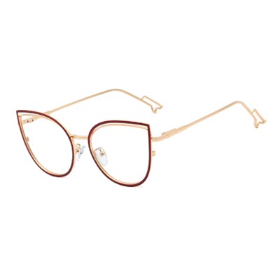 Ralferty Metallic Eyeglass Frame Women Computer Anti Blue Light Glasses Full Rim Ralferty C8 Red