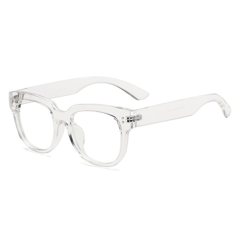 CCspace Unisex Full Rim Square Rectangle Resin Alloy Rivet Frame Eyeglasses 47086 Full Rim CCspace China clear