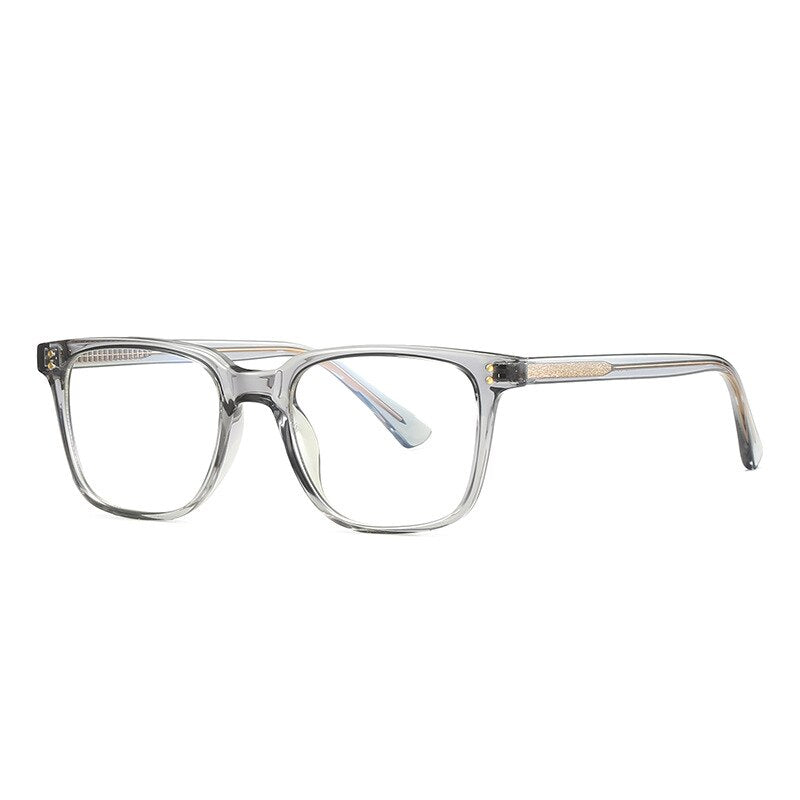 CCspace Unisex Full Rim Square Tr 90 Titanium Rivet Frame Eyeglasses 53104 Full Rim CCspace Gray
