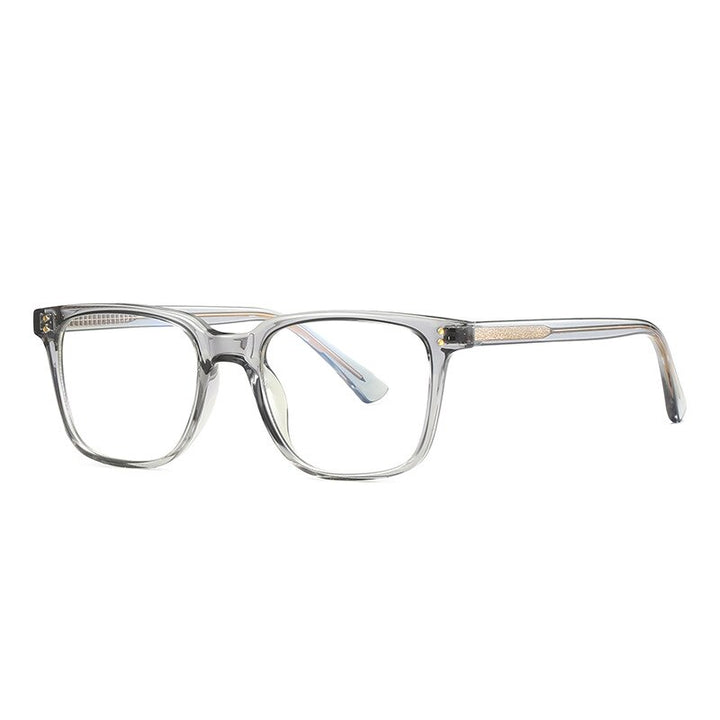 CCspace Unisex Full Rim Square Tr 90 Titanium Rivet Frame Eyeglasses 53104 Full Rim CCspace Gray