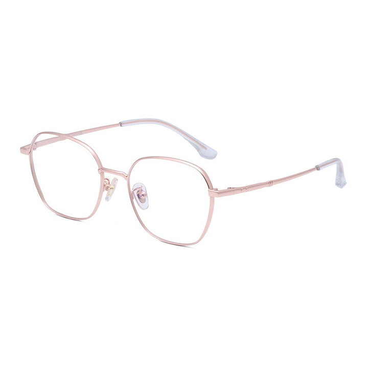 Hotony Unisex Full Rim Polygon Round Titanium Eyeglasses 8009 Full Rim Hotony ROSE GOLD