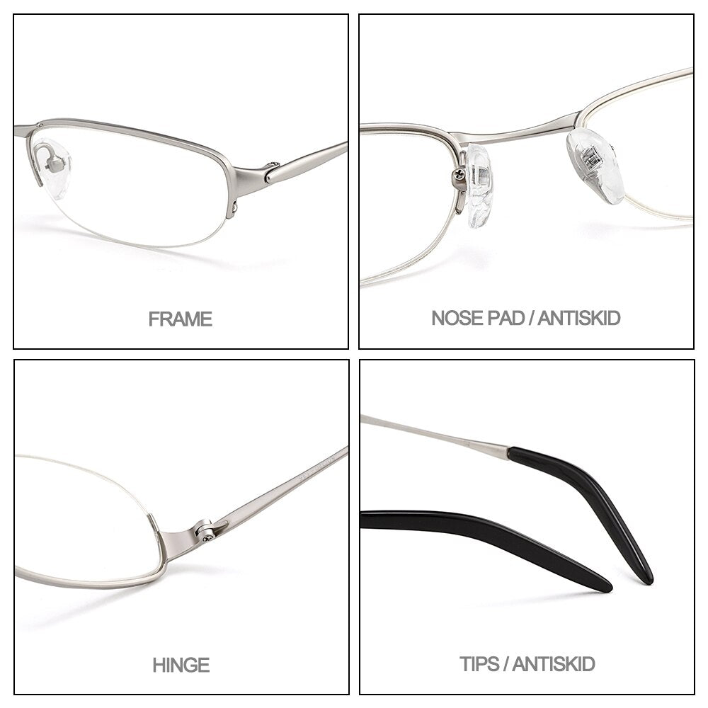 Gmei Women's Eyeglasses Rectangle Semi Rim Pure Titanium W2008 Full Rim Gmei Optical