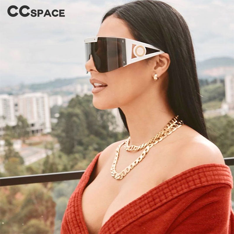 CCspace Unisex Full Rim Oversized Square One Lens Resin Frame Sunglasses 46626 Sunglasses CCspace Sunglasses