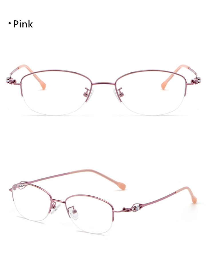 Yimaruili Women's Semi Rim Alloy Frame Eyeglasses 8020Z Semi Rim Yimaruili Eyeglasses