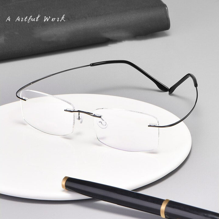 Yimaruili Unisex Rimless TR 90 Resin β Titanium Frame Eyeglasses Rimless Yimaruili Eyeglasses