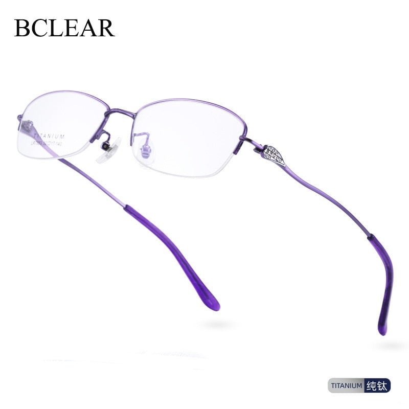 Women's Semi Rim IP Electronic Titanium Plated Frame Lr7883 Semi Rim Bclear