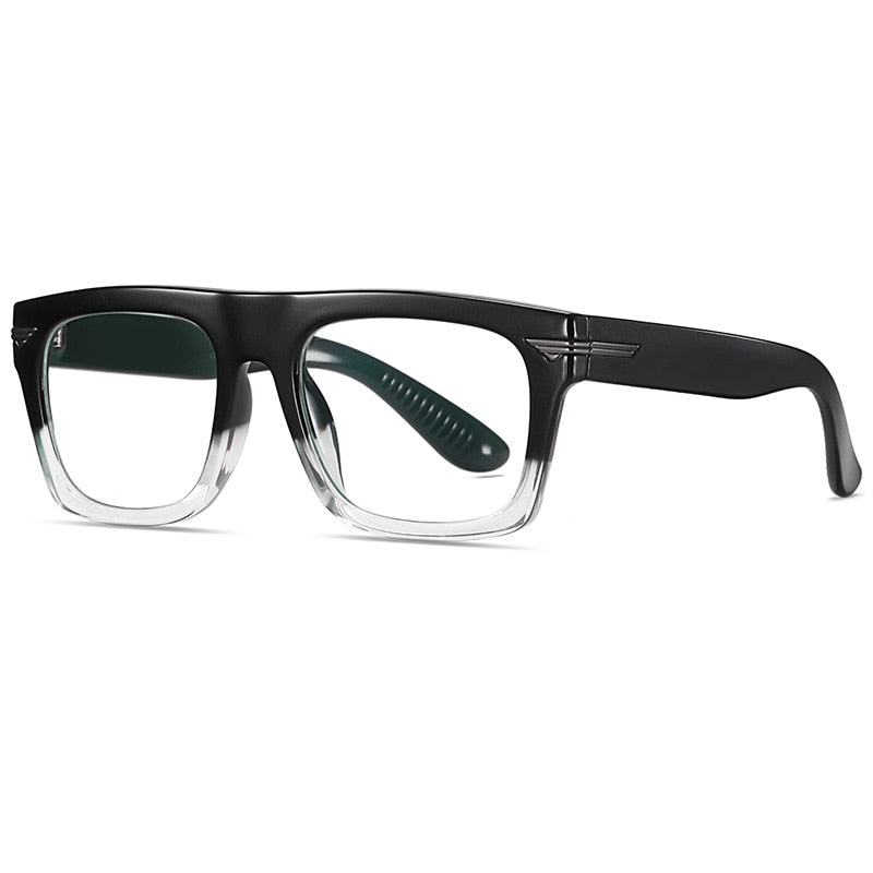 CCspace Unisex Full Rim Square Tr 90 Titanium Frame Eyeglasses 49362 Full Rim CCspace C68-P81Black-Clear