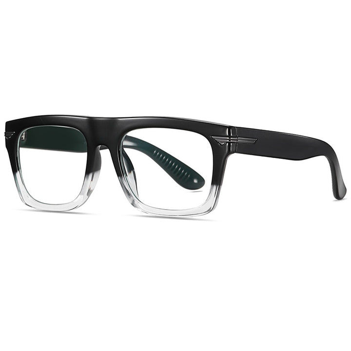 CCspace Unisex Full Rim Square Tr 90 Titanium Frame Eyeglasses 49362 Full Rim CCspace C68-P81Black-Clear