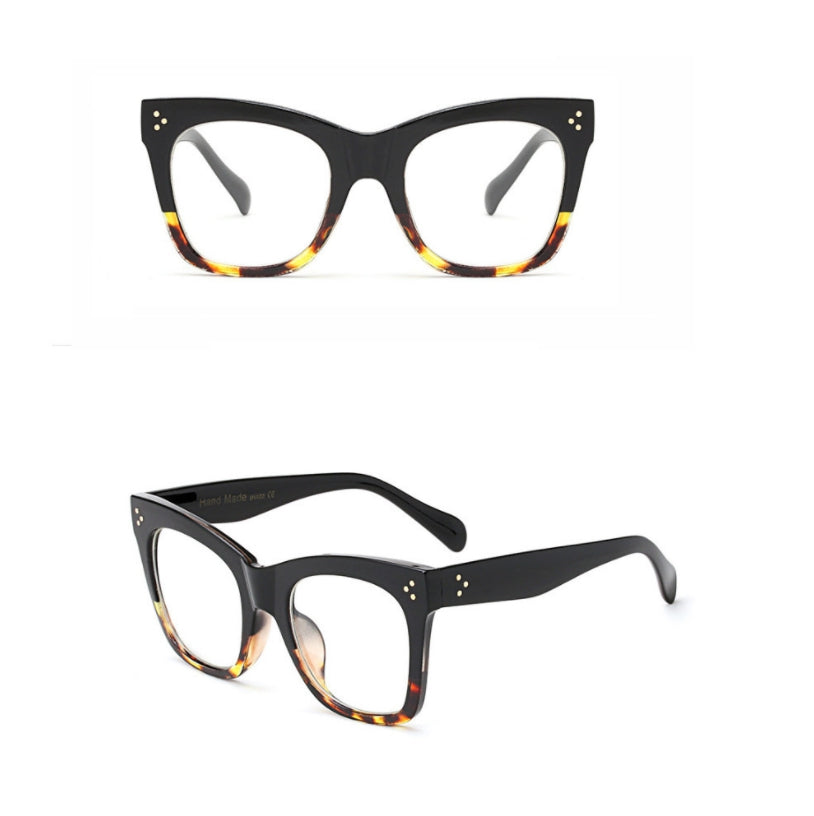 CCspace Unisex Full Rim Oversized Cat Eye Resin Alloy Frame Eyeglasses 49742 Full Rim CCspace