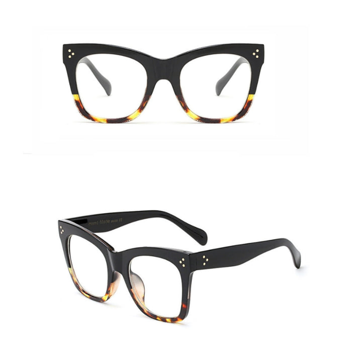 CCspace Unisex Full Rim Oversized Cat Eye Resin Alloy Frame Eyeglasses 49742 Full Rim CCspace