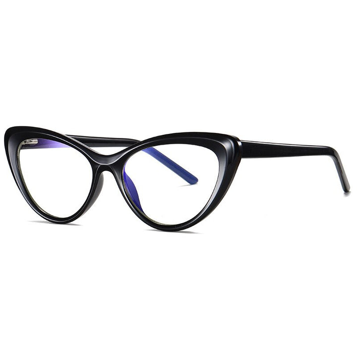 CCspace Unisex Full Rim Cat Eye Tr 90 Titanium Frame Eyeglasses 49082 Full Rim CCspace C01-P30Black