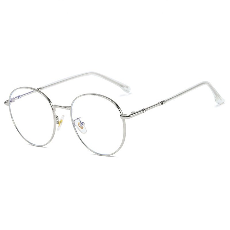 Hotony Unisex Full Rim Round Alloy Eyeglasses 61099 Full Rim Hotony Silver