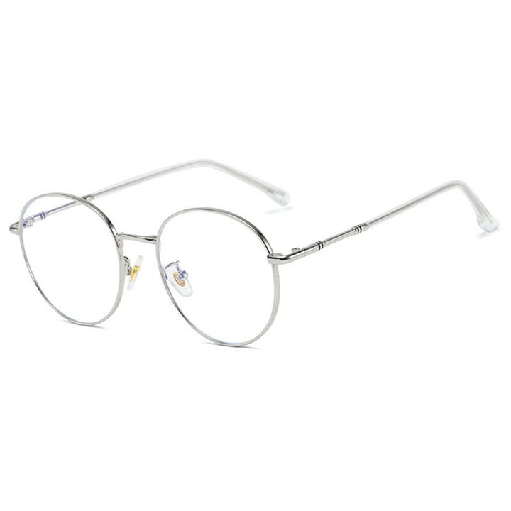Hotony Unisex Full Rim Round Alloy Eyeglasses 61099 Full Rim Hotony Silver