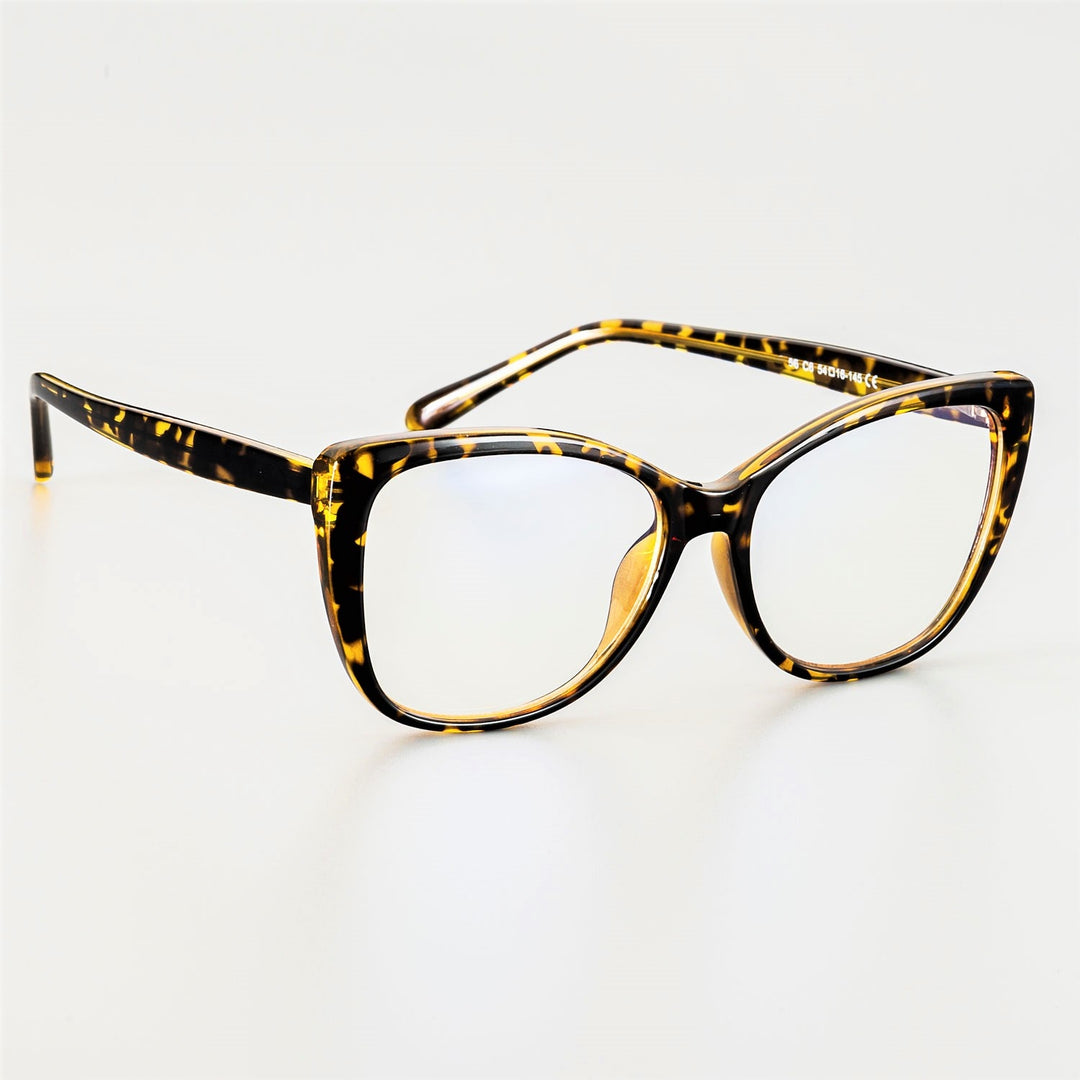 CCspace Unisex Full Rim Cat Eye Tr 90 Titanium Frame Eyeglasses 51015 Full Rim CCspace leopard