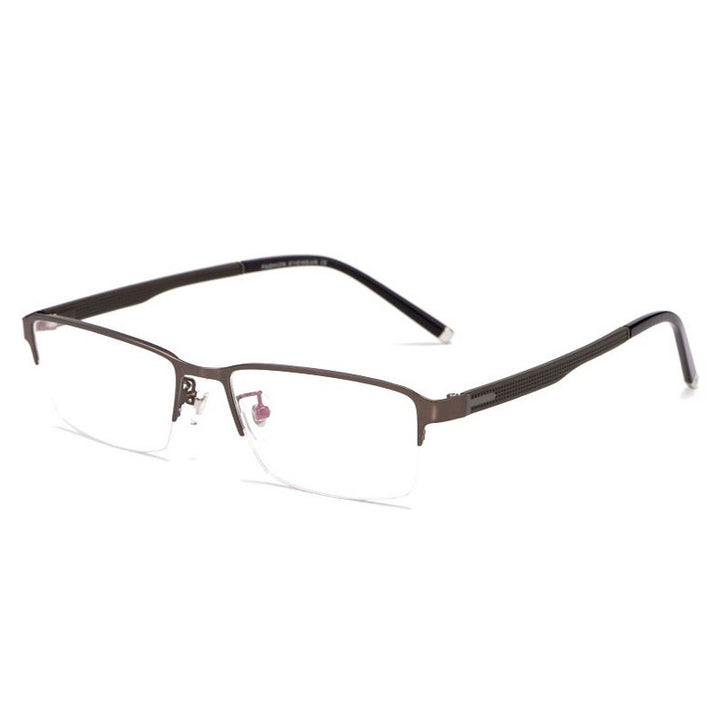 Hotochki Men's Semi Rim Rectangular Alloy Frame Eyeglasses 3095 Semi Rim Hotochki Coffee