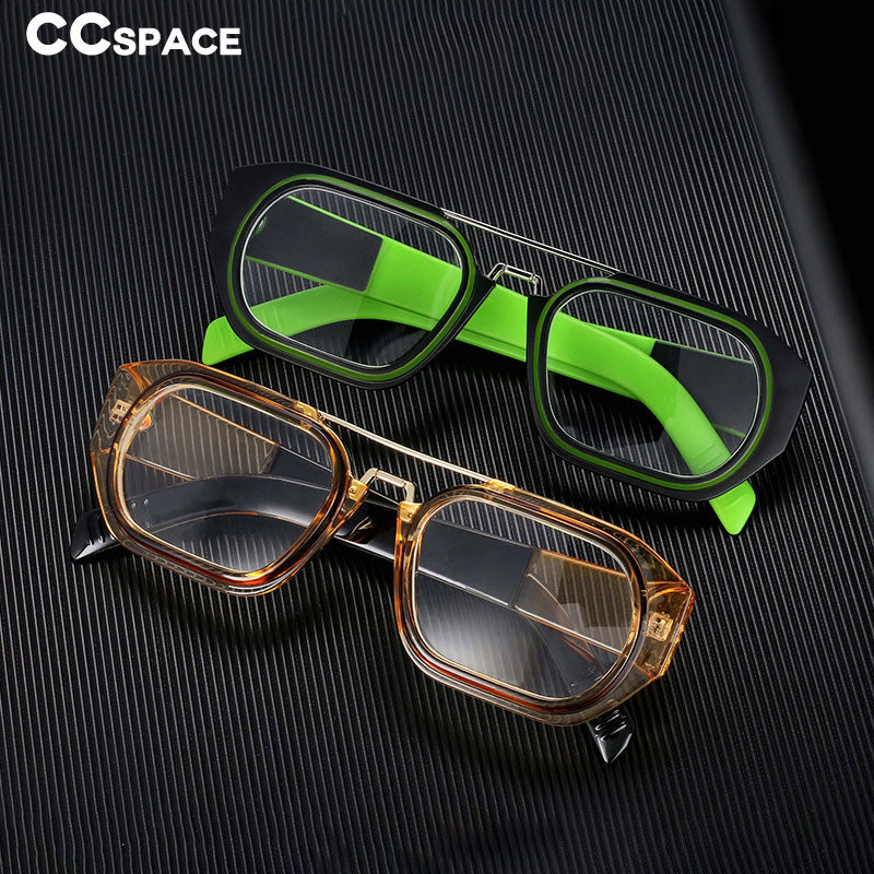 CCspace Unisex Full Rim Square Resin Double Bridge Punk Frame Eyeglasses 53095 Full Rim CCspace