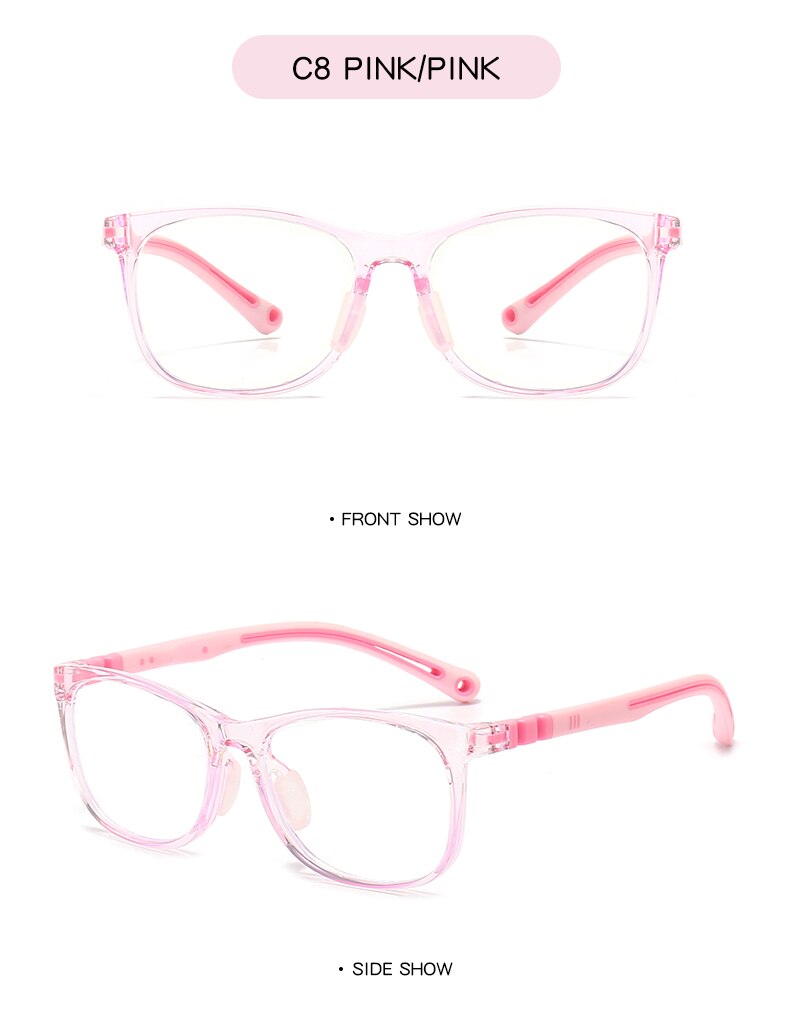 Oveliness Unisex Children's Full Rim Square Tr 90 Silicone Titanium Eyeglasses Trd105 Full Rim Oveliness c8 pink