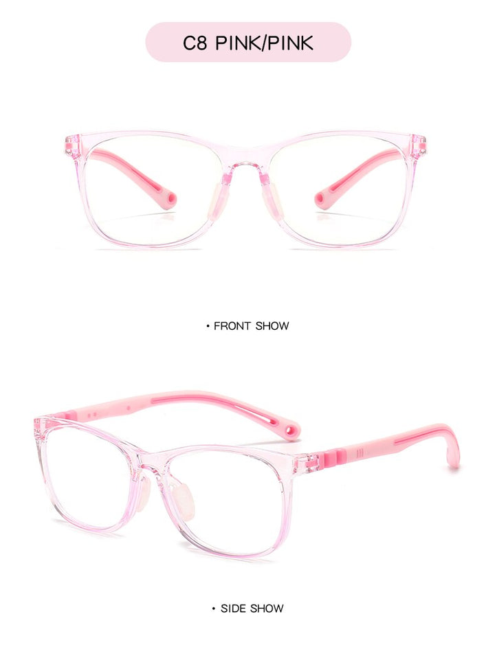 Oveliness Unisex Children's Full Rim Square Tr 90 Silicone Titanium Eyeglasses Trd105 Full Rim Oveliness c8 pink