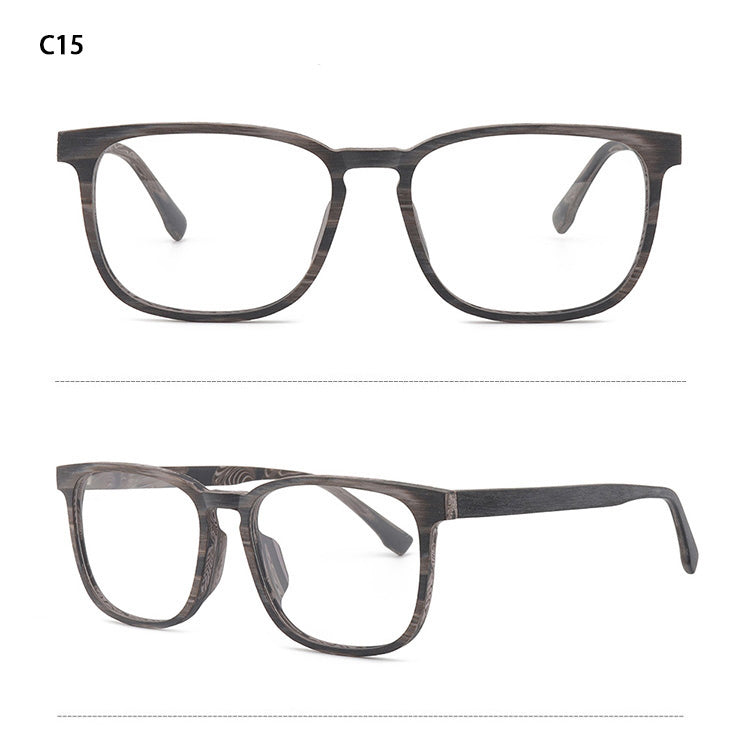 Hdcrafter Men's Full Rim Square Metal Wood Frame Eyeglasses P1688 Full Rim Hdcrafter Eyeglasses