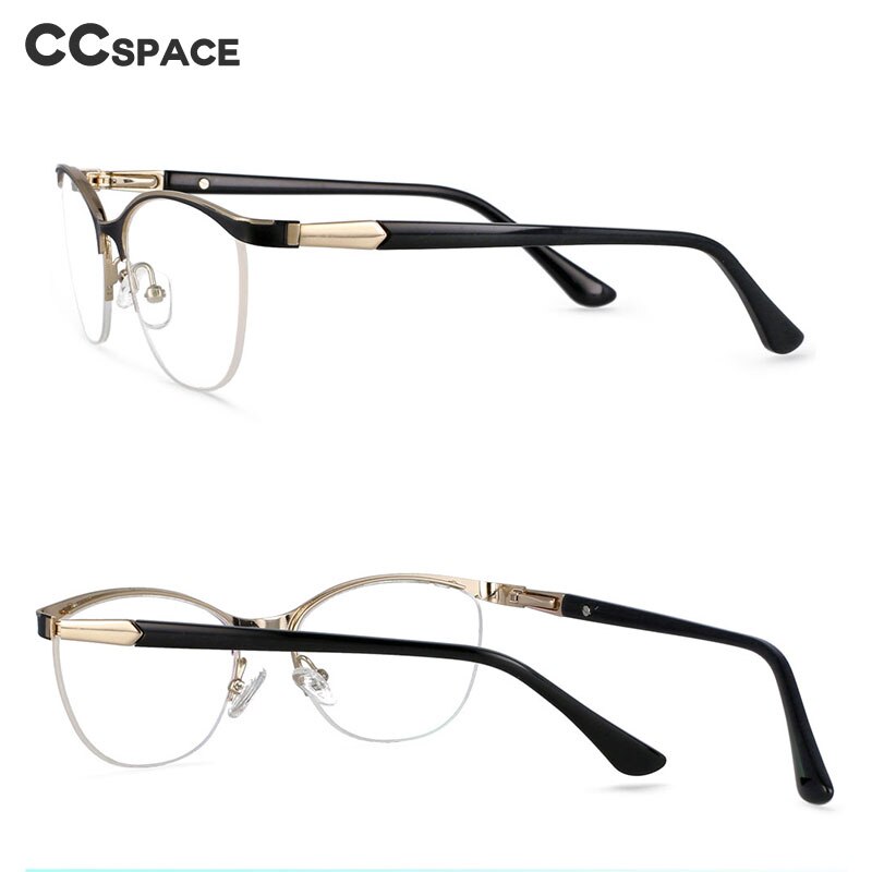 CCspace Women's Semi Rim Brow Line Cat Eye Alloy Acetate Frame Eyeglasses 53988 Semi Rim CCspace