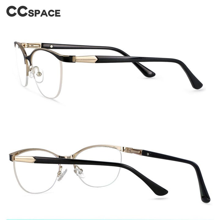 CCspace Women's Semi Rim Brow Line Cat Eye Alloy Acetate Frame Eyeglasses 53988 Semi Rim CCspace