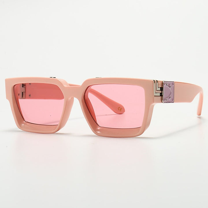 CCspace Unisex Full Rim Square Resin Frame Sunglasses 46167 Sunglasses CCspace Sunglasses B7PinkPink LargeFrame