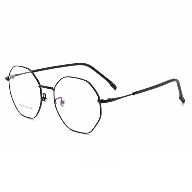 Hotony Unisex Full Rim Polygon Alloy Frame Spring Hinge Eyeglasses D879 Full Rim Hotony black