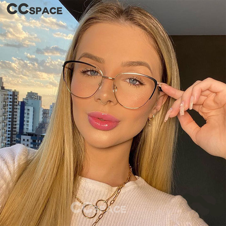 CCspace Unisex Full Rim Cat Eye Alloy Frame Eyeglasses 48183 Full Rim CCspace