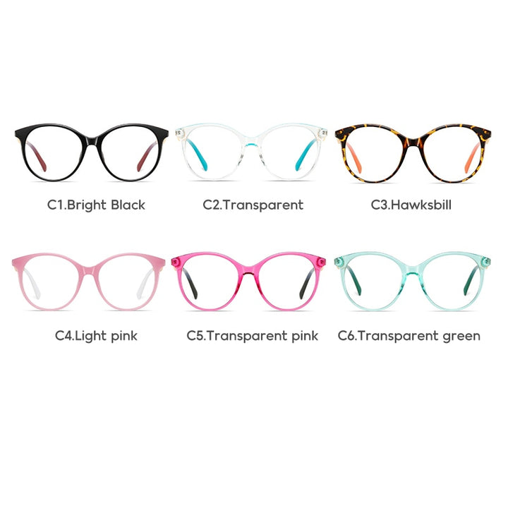 Gmei Women's Full Rim TR 90 Metal Round Frame Eyeglasses 2067 Full Rim Gmei Optical