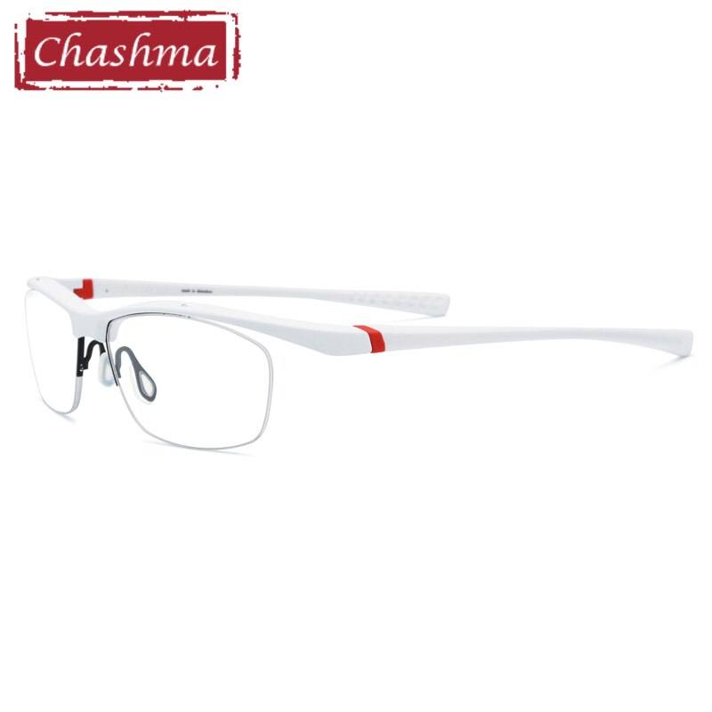 Chashma Men's Semi Rim Square Tr 90 Titanium Sport Eyeglasses 7027 Semi Rim Chashma white