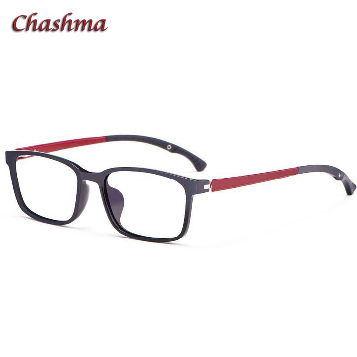 Chashma Ochki Unisex Full Rim Square Tr 90 Titanium Eyeglasses 5106 Full Rim Chashma Ochki Black Red