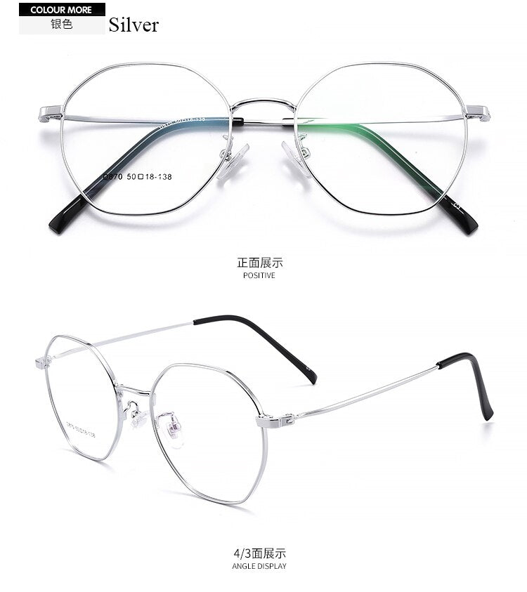Unisex Oval Full Rim Alloy Frame Eyeglasses Scd870 Full Rim Bclear   