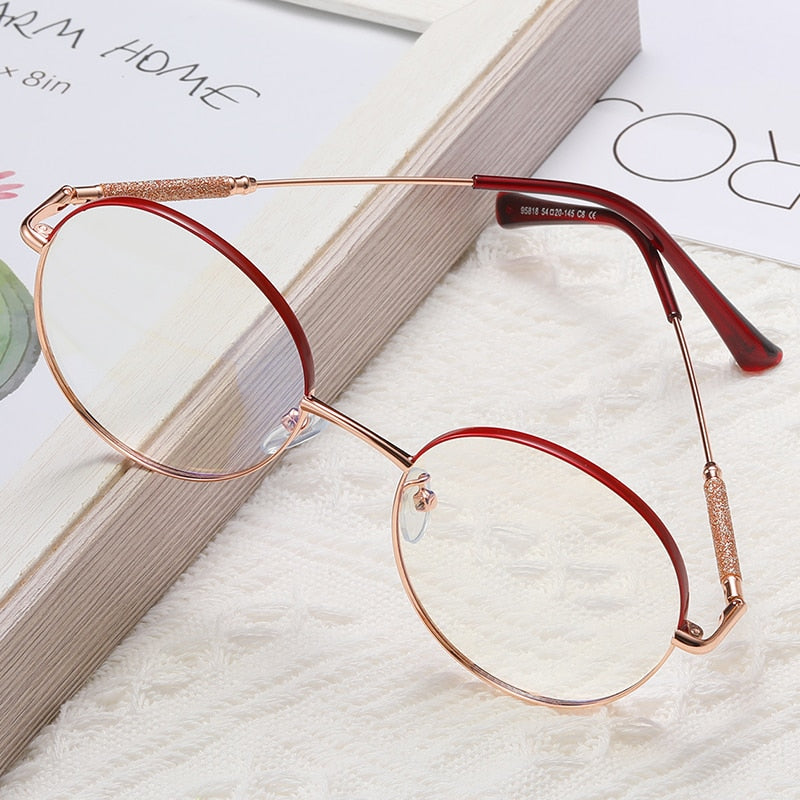 Hotony Women's Full Rim Round Alloy Frame Eyeglasses 95818 Full Rim Hotony