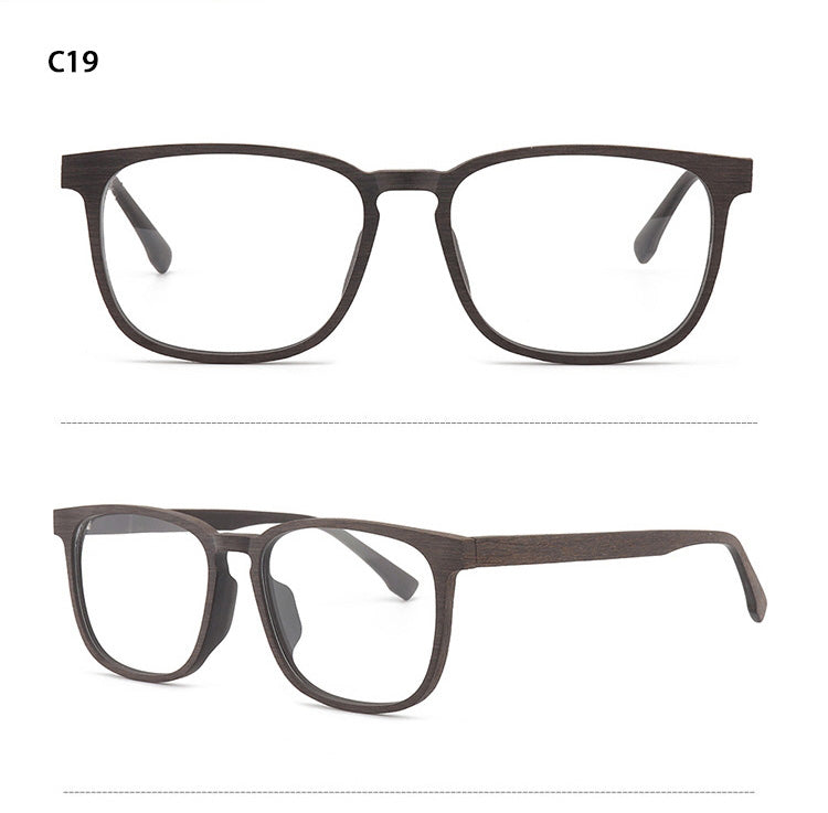 Hdcrafter Men's Full Rim Square Metal Wood Frame Eyeglasses P1688 Full Rim Hdcrafter Eyeglasses