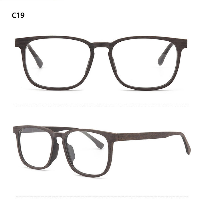 Hdcrafter Men's Full Rim Square Metal Wood Frame Eyeglasses P1688 Full Rim Hdcrafter Eyeglasses
