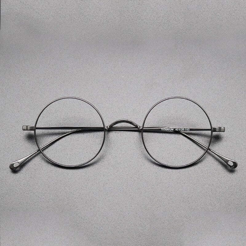 Gatenac Unisex Full Rim Round Titanium Frame Eyeglasses Gxyj573 Full Rim Gatenac Gun